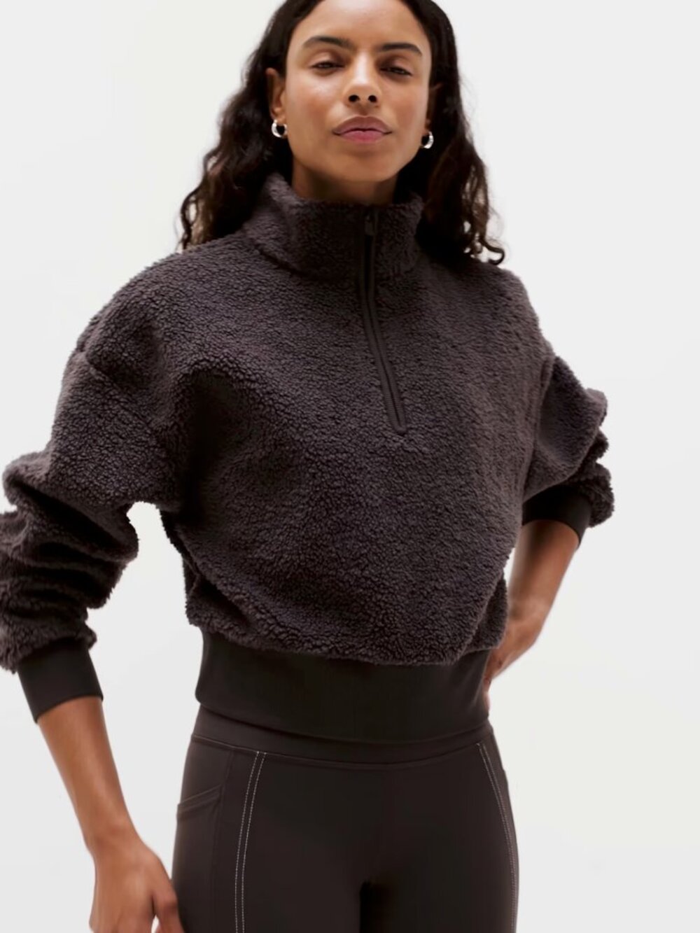 Athleta In The Clouds Quarter Zip Cropped Pullover